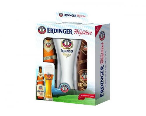 Erdinger Weissbier + Dunkel set / vsebuje 2 x 500 ml pivo  + 1 kozarec 500 ml