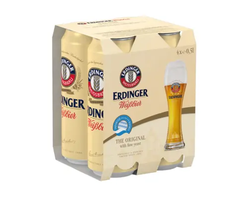 Erdinger Weissbier svetlo pšenično pivo, v pločevinki, 4x500ml