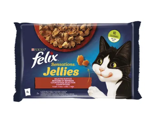 Felix Sensations Jellies - mokra hrana za odrasle mačke, 4x85g