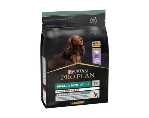 PRO PLAN small&mini Adult Sensitive Digestion, puran, 2,5kg (brez žit)